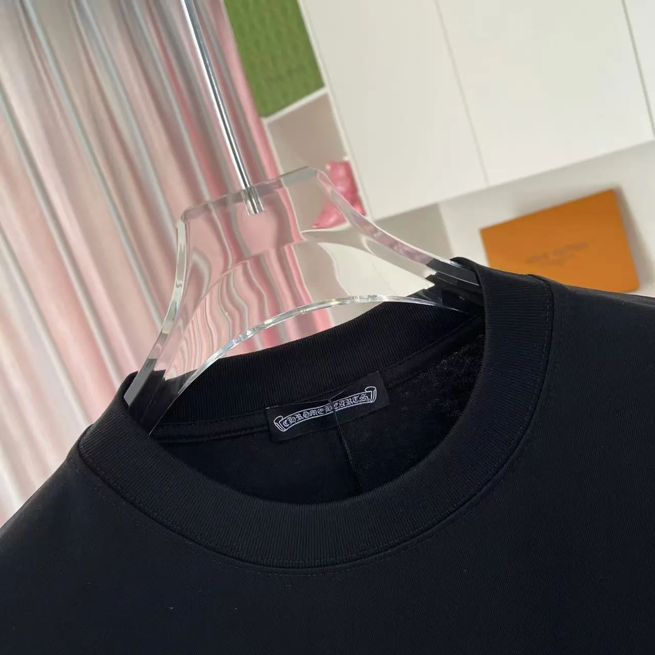 🅿️170 ch Cro* 2025 summer new style Sanskrit cross horseshoe print short-sleeved T-shirt customized fabric 300g same style for men and women Size: S M L XL XXL five sizes Color: black white rose red iron gray